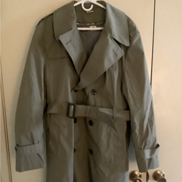 Vintage USA Unbranded Men's Army Military Waterproof Green Long Trench Coat